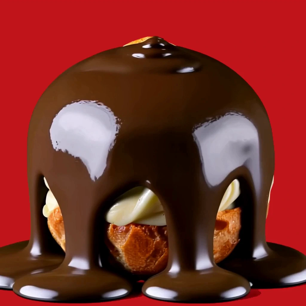Çikolata ile tamamlanmış profiterol